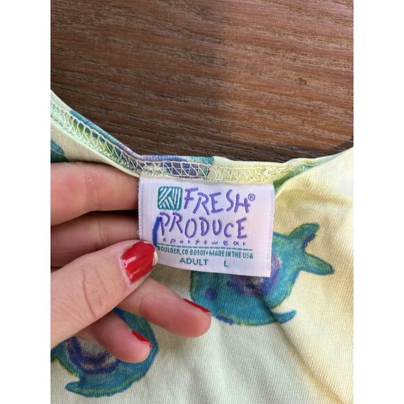 VTG 90s Fresh Produce Cotton Rainbow Fish Print Sun Dress Whimsy - Picture 8 of 9